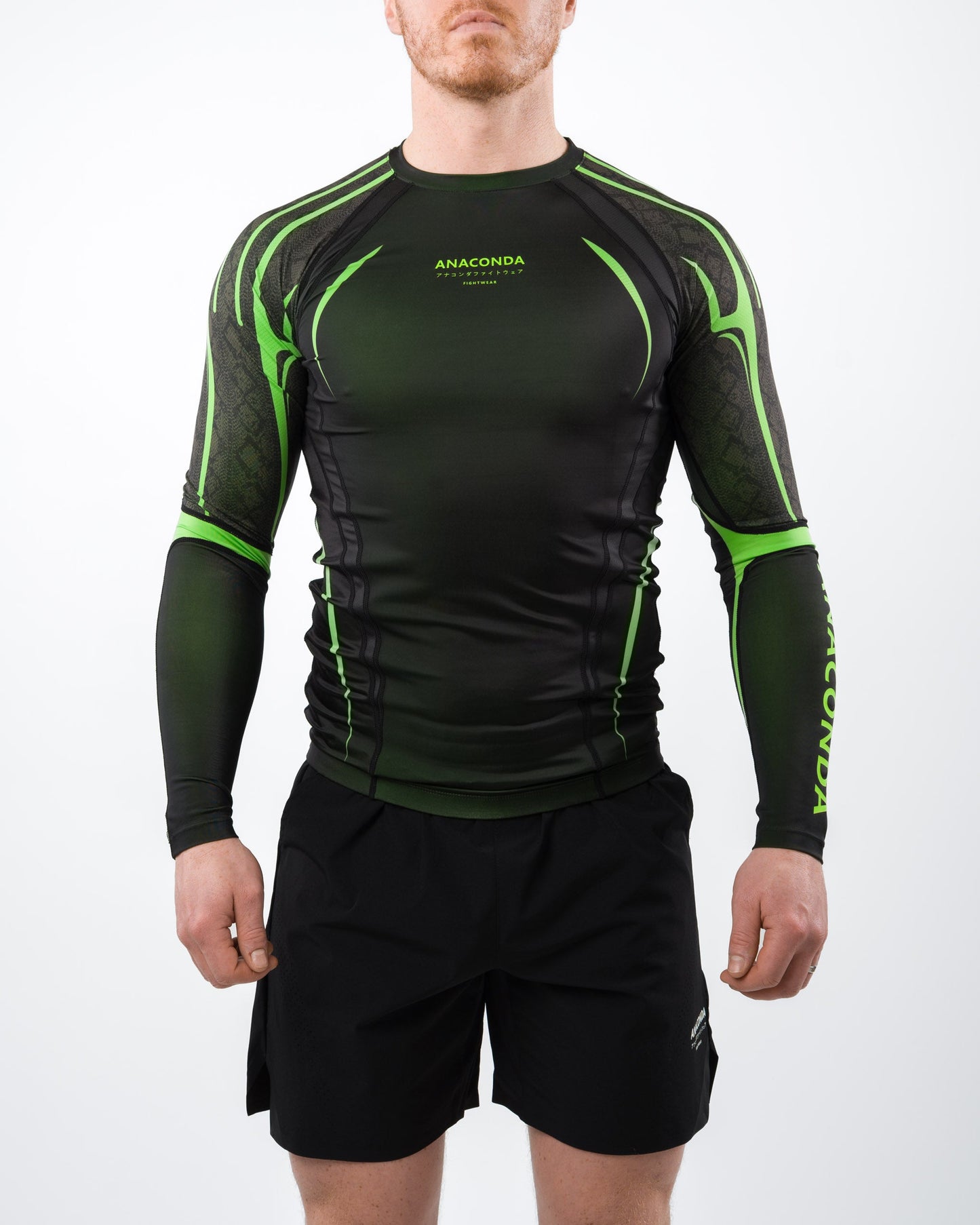 Evolution Long Sleeve Rashguard in Black & Green for BJJ
