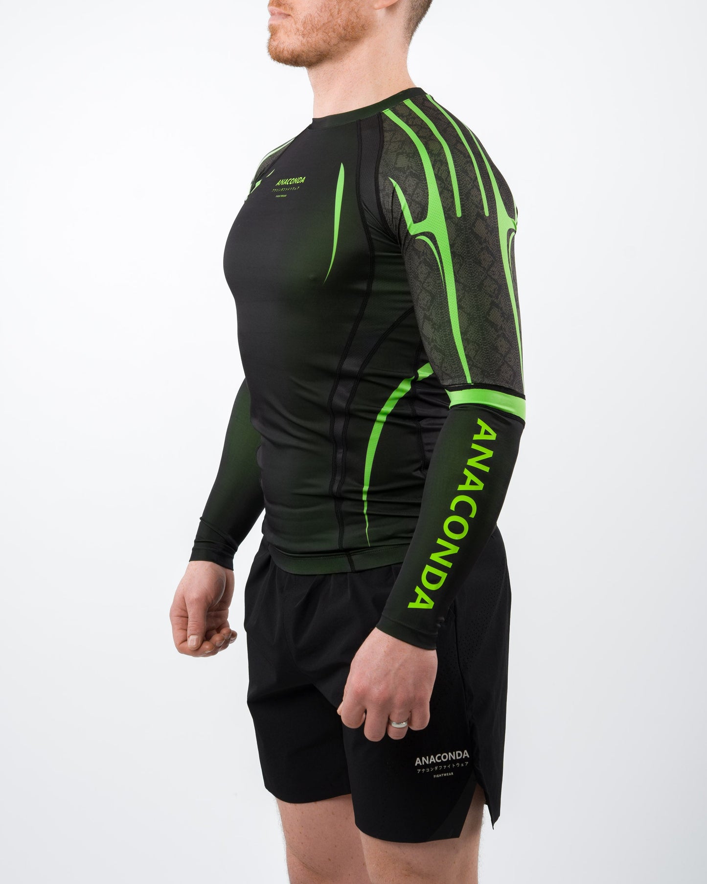 Evolution Long Sleeve Rashguard in Black & Green for BJJ