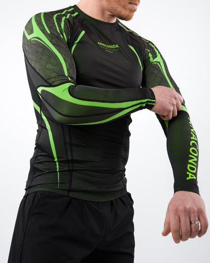 Evolution Long Sleeve Rashguard in Black & Green for BJJ