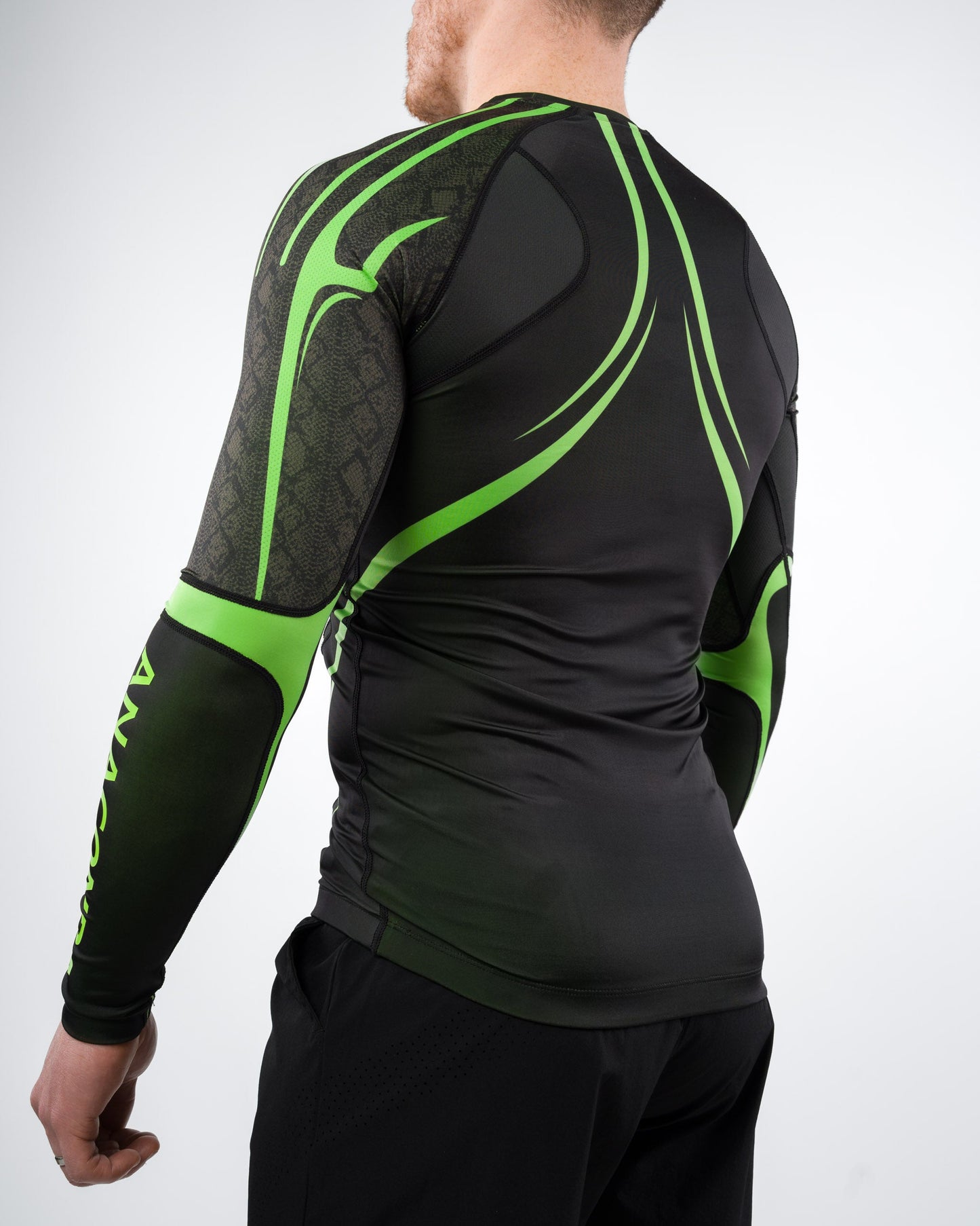 Evolution Long Sleeve Rashguard in Black & Green for BJJ