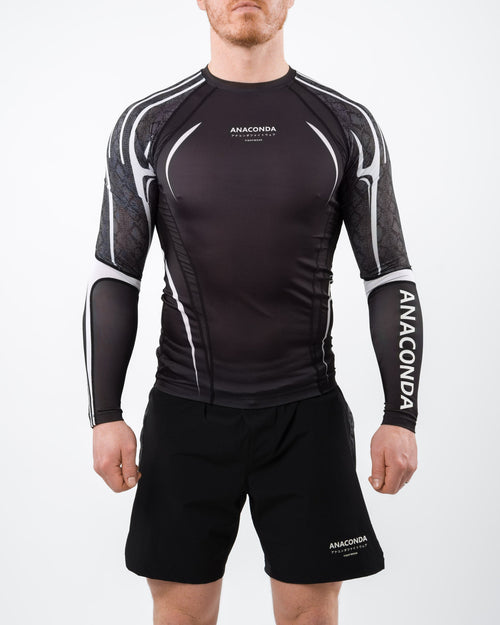 Long Sleeve Fighter Rashguard Black White for MMA Training