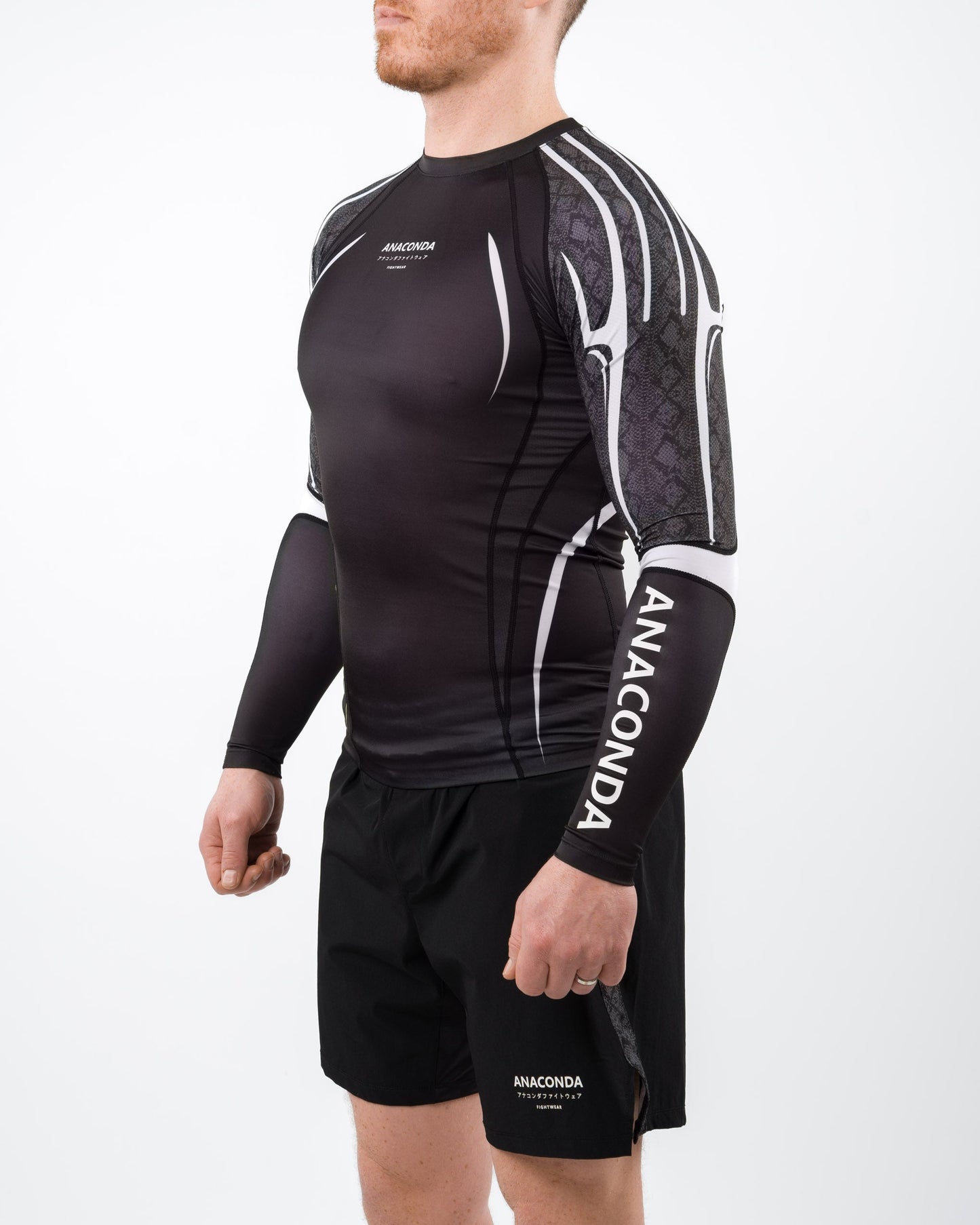 Long Sleeve Fighter Rashguard Black White for MMA Training