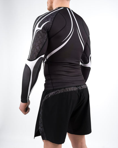 Long Sleeve Fighter Rashguard Black White for MMA Training