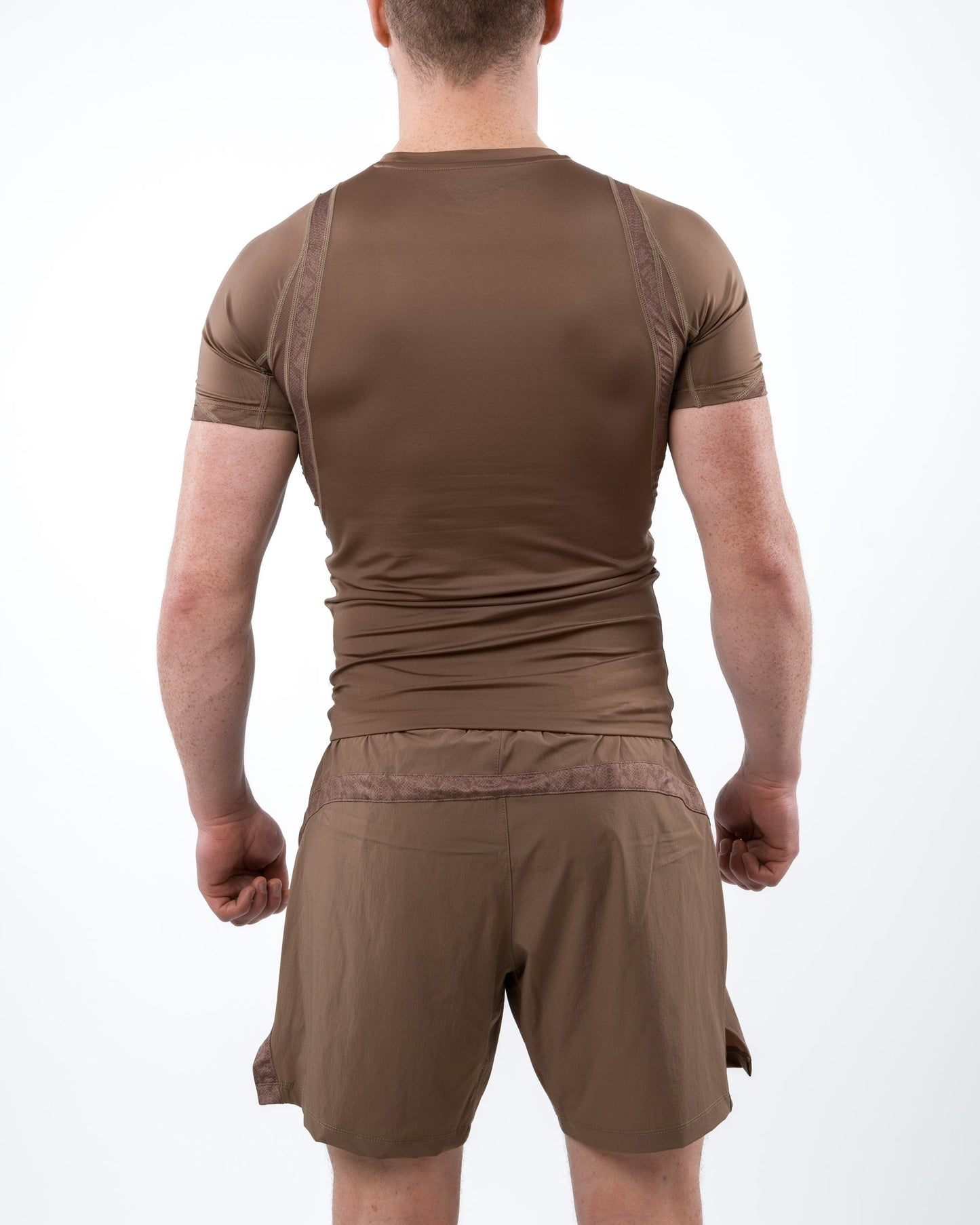 Short Sleeve Fighter Rashguard in Brown for MMA Training